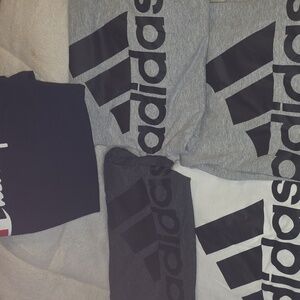 5 T's, 2 Adidas Gray Tee ,1  Dark Gray, 1 White, 1Dark Blue Champion